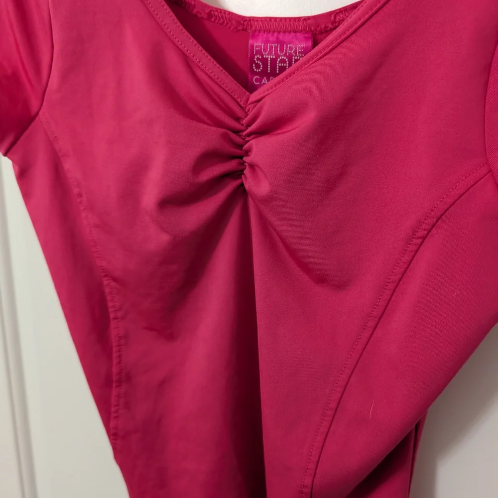 $Lot Of 2 Dance Leotards- Destira Blue Narwhal And Capezio Pink With Cap Sleeves